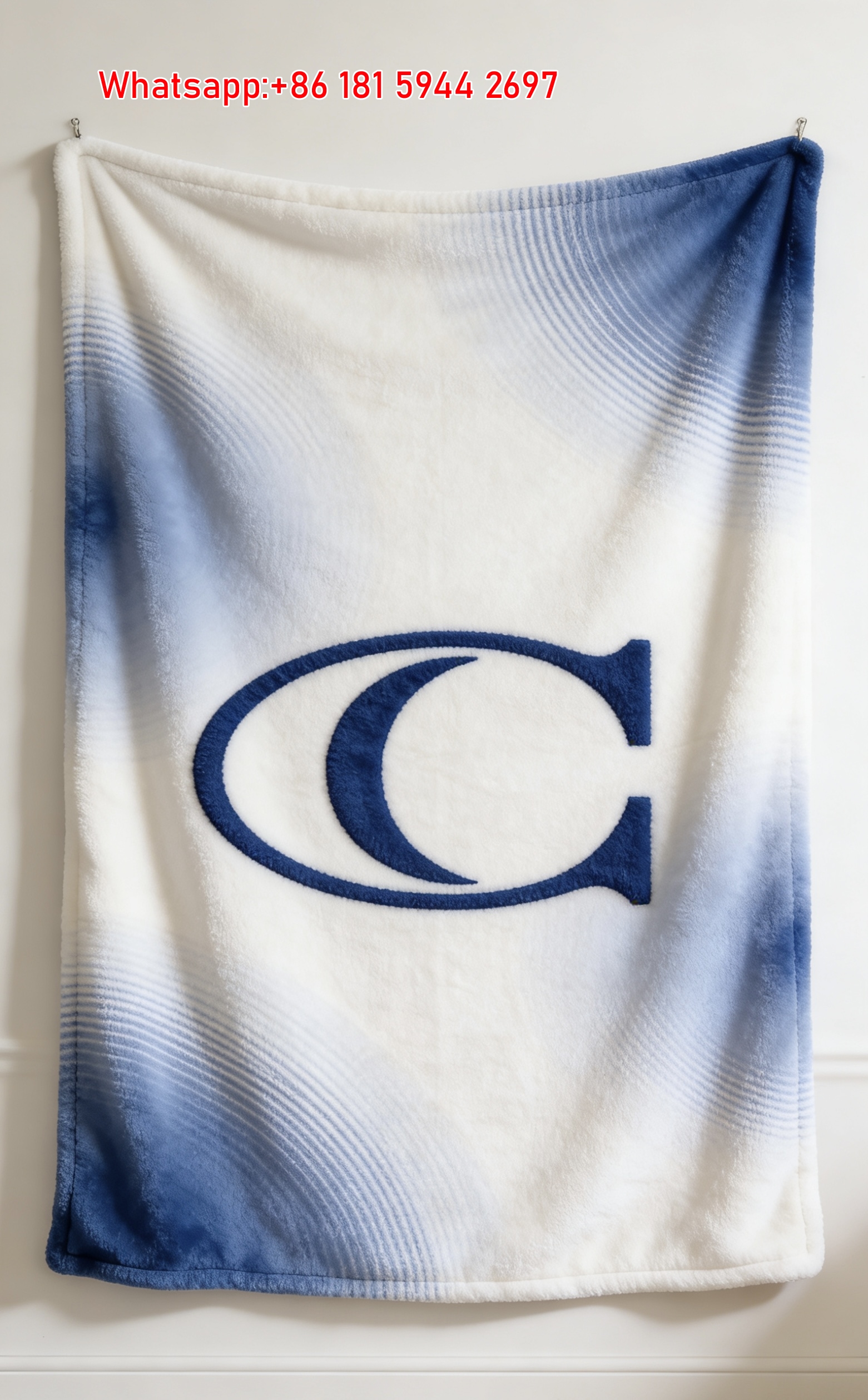Coach Blue C Monogram Flannel Throw Blanket for Couch C300